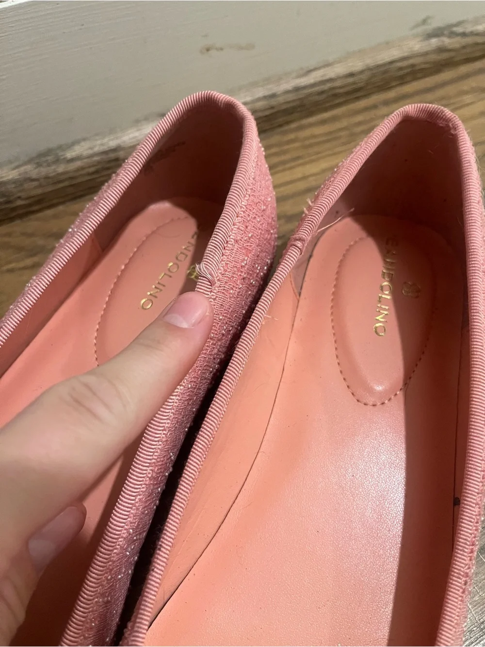 Bandolino Payly Ballet Flat Bow Pointed Toe Colar Pink Apricot Size 9